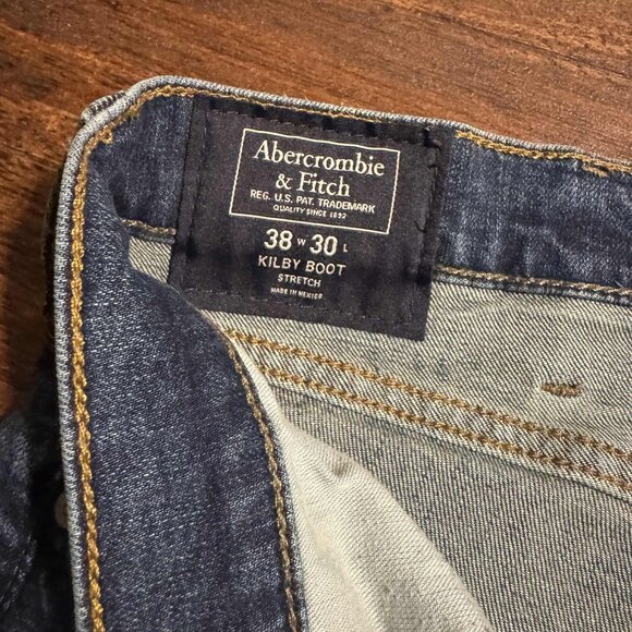 Abercrombie and Fitch mens kilby boot cut stonewashed blue jeans 38 X 30 stretch - Picture 7 of 8